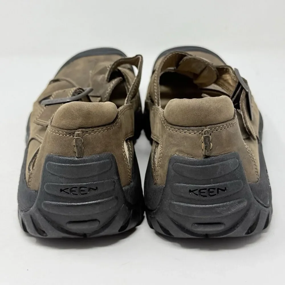 Keen Fisherman Sandals Mens 12 Brown Leather Buckle Strap Closed Toe Hiking